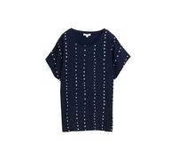 TOM TAILOR Women's T-Shirt in Material Mix, 38063 - Navy Dot Print, XXL