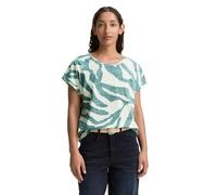 TOM TAILOR Women's T-Shirt with Inside-Out Print, 38147 - Inside Printed Teal Zebra, 3XL