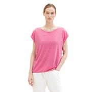 TOM TAILOR Women's 1037402 T-Shirt with Structure, 31647-Nouveau Pink, L