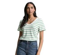 TOM TAILOR Women's V-Neck T-Shirt, 38016 - Offwhite Faded Green Stripe, XS