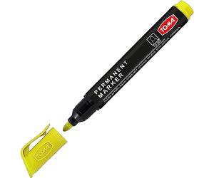 Toma Yellow Permanent Marker Pen - Waterproof 2.0 mm Fibre Tip - Durable Writing Marker for Cardboard, Plastic, Metal, Glass, Wood, Stone, Garden, Workshop - Permanent Pen for Crafts, Office, DIY