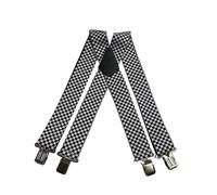 Tomahawk Heavy Duty Braces, Adjustable, Unisex Suspenders, Strong Clasp (Checkers Black/White)