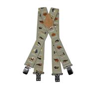 Tomahawk Heavy Duty Braces, Adjustable, Unisex Suspenders, Strong Clasp (Fishermans Flies Khaki)