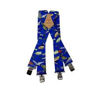 Tomahawk Heavy Duty Braces, Adjustable, Unisex Suspenders, Strong Clasp (Fishermans Mixed Fish Blue)