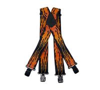 Tomahawk Heavy Duty Braces, Adjustable, Unisex Suspenders, Strong Clasp (Flames Red)