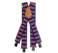 Tomahawk Heavy Duty Braces, Adjustable, Unisex Suspenders, Strong Clasp (Union Jack)