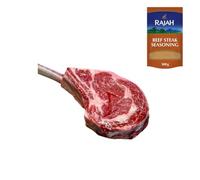Tomahawk Steak 1kg with Rajah Beef Steak Seasoning | Halal Premium Bone-In Ribeye | Fresh High-Protein Pack for BBQ, Grilling & Roasting