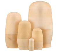 Tomaibaby 1 Set Unpainted Russian Nesting Dolls, Wooden DIY Matryoshka Dolls Handcraft Supplies for Sculpture Crafting Educational Teaching Toys Gifts for Kids Toddler Children Party Favors
