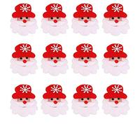 TomaiBaby 12pcs Christmas LED Brooches Pin Polyester Santa Claus Badge Brooch Flashing Light Lapel Pin Badges Party Favors Gifts for Christmas Holiday Kids Props (Hat Style Random)