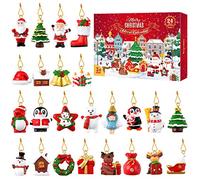 Tomaibaby 24Pcs Christmas Advent Calendar Xmas Tree Hanging Ornaments Advent Calendar Charms for Christmas Ornament Decoration