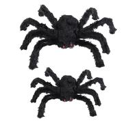 Tomaibaby 2Pcs Large Black Spider Realistic Plush Spider Toy Hairy Spiders for Halloween Party Decoration Haunted House Prop (30cm/11.8inch, 75cm/29.5inch)