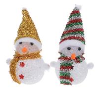 TomaiBaby 2pcs Led Snowman Light Up Decoration Mini Led Glowing Lights for Christmas Holiday Living Room Bedroom Centerpiece Party Bag Filler Light Up Toy Night Lamps Decor((Random Color))