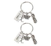 Tomaibaby 2Pcs Marathon Running Keychains - Alloy Pendant with 'I can' Quotes, Durable and Stylish Accessories for Keys, Bags, and Car Decoration