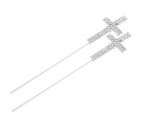 Tomaibaby 2pcs Rhinestone Cross Cake Topper Sparkly Cupcake Toppers Holy Cake Picks Crystal Cross Cake Decorations for Birthday Wedding Party Decorations Supplies