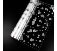 Tomaibaby 30m Christmas Cellophane Wrap Roll: 3 Mil Thicken Snowflake Clear Cellophane Wrap Roll - Wrapping Paper for Christmas Hampers Gift Baskets Flower Bouquet Treats Party Decoration
