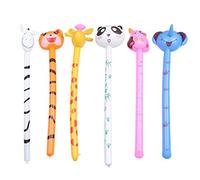 Tomaibaby 6 PCS Inflatable Animals Stick: 47 Inch Long Inflatable Animal Balloons - Blow up Stick for Kids Animal Theme Birthday Party Decorations Gifts (Zebra Tiger Giraffe Panda Cow Unicorn)