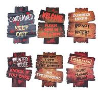 Tomaibaby 6 Pieces Halloween Yard Stake of the same Signs Halloween Outdoor Decorations Beware Warning Signs for Lawn Yard Garden Decorations (Random Style)
