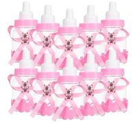 Tomaibaby Baby Shower Bottles: Pink Baby Bottles Candy Box - 12PCS Refillable Feeding Bottle - Newborn Babies Shower Favours for Boys Girls Baptism Party Birthday Decorations