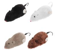 Tomaibaby Cat Mouse Toy: Wind Up Plush Mouse Toys with Twirling Tail - 4PCS Fun Interactive Moving Clockwork ToySSS - Fake Rat for Kids Halloween Party Gifts Prank Props