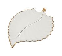 Tomaibaby Ceramic Jewelry Ring Bracelets Dish Holder Tray for Eating, Decorative Leaf Shape Food Plate Snack Dessert Serving Platter for Party Supplies Dinner Desktop Decoration White