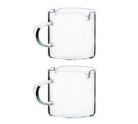 Tomaibaby Creative Heat-Resistant Double Mouth Milk Cup 120Ml Glass Pitcher Set with Handle and Spout for Coffee Latte Ice Cream Pudding Serving
