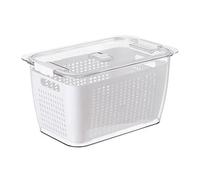 Tomaibaby Double-Layer Food Storage Box with Drain Basket and Lid 1.7L Plastic Refrigerator Organizer for Fresh Vegetable Washing and Preservation