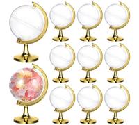 Tomaibaby Mini Globe Candy Containers :12PCS Earth Shaped Candy Boxes - Plastic Fillable Globe Box for Christmas Wedding Decorations Party Favors（Golden）