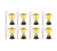 Tomaibaby Mini Trophies and Medals Sets, 8PCS Plastic Trophy Cup and 8PCS Gold Medals, Awards Trophies for Kids Party Basketball Football Sports Reward Gifts, 16PCS