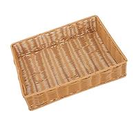 Tomaibaby Rattan Storage Basket, 15inch/37cm Rectangular Woven Wicker Basket Serving, Bread s for Table Kitchen Family Restaurant Supermarket Bakery (Brown)