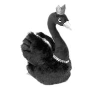 Tomaibaby Swan Plush Toy Crown Swan Doll Stuffed Animal Doll Toy Swan Figurine for Baby Shower Nursery Room Decor 23cm Black