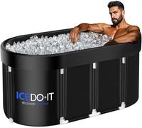 Tomaje Upgrade 129 Gal XL Large Oval Ice Bath Tub for Athletes, Collapsible Cold Plunge Tub-Multiple Layered for Post-Exercise Recovery, Portable Bathtub for Home, Gyms, Indoor, Outdoor use