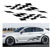 TOMALL 1 Pair 59'' Racing Checkered Flag Side Stripes Decal Compatible with Mini Cooper Lattice Grid Decal Car Universal Vinyl Stickers for Door Side Stickers Decorations for Car Accessories (Black)