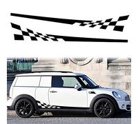 TOMALL 1 Pair 77.2'' Racing Checkered Flag Side Stripe Decals Compatible with Mini Cooper Lattice Grid Stripe Graphic Waterproof Car Door Side Stickers Self-Adhesive Decorations (Black)