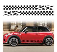 TOMALL 1 Pair 78.7'' Car Universal Racing Checkered Flag Side Stripes Decal Compatible with Mini Cooper Vinyl Waterproof Door Side Stickers Lattice Self-Adhesive Decal Decorations Accessories (Black)