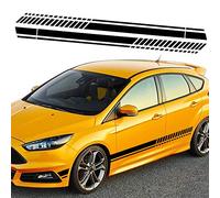 TOMALL 1 Pair 82.6'' Sports Racing Stripe Stickers for Car Body Door Side Stripe Graphic Vinyl Decals Decoration for All Cars SUV Truck Off-Road Vehicles Universal Stickers Accessories (Black)