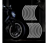TOMALL 18pcs Lengthen 16"-19" Reflective Wheel Rim Stripe Decal for Motorcycle Wheels Car Cycling Bike Bicycle Night Safety Decoration Stripe Universal Reflective Stickers for Car (White)