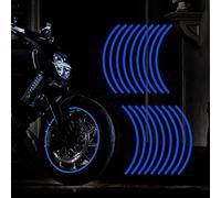 TOMALL 18pcs Lengthen 16"-19" Reflective Wheel Rim Stripe Decal for Motorcycle Wheels Car Cycling Bike Bicycle Night Reflective Safety Decoration Stripe Universal Reflect Stickers for Car (Blue)