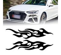 TOMALL 2 Pcs 40cm Flame Reflective Sticker for Car Flame Racing Sports Stripe Decal for Golf Cart Vinyl Waterproof Decal Decoration for Car Body Side Truck SUV Off-Road Vehicles Skateboard (Black)