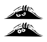 TOMALL 2PCS Peeking Monsters Scary Eyes Car Sticker Peeking Elf Car Decal Waterproof Car Decal Smile and Anger Car Stickers Black for Car Window Bumper Laptop Motorcycle
