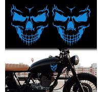 TOMALL 2Pcs Skull Stickers for Car Halloween Theme Scary Ghost Decal Skull Graphic for Car Motorcycles Truck Window Windshield Door Wall Funny Self-Adhesive DIY Personality Decorations (Blue-11cm)