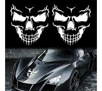 TOMALL 2Pcs Skull Stickers for Car Halloween Vinyl Skeleton Graphic Decals for Car Body Hood Windows Doors Self-Adhesive Stickers DIY for Trucks Windshield Wall Funny Creative Decorations (White-28cm)