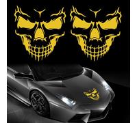 TOMALL 2Pcs Skull Stickers for Car Vinyl Halloween Decals Skeleton Graphic Decals for Car Windows Body Hood Waterproof Skeleton Stickers Scary Skull Decorations for Trucks SUV Motorcycle (Yellow-28cm)