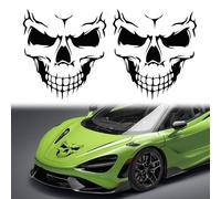 TOMALL 2Pcs Skull Stickers for Car Vinyl Halloween Decals Skeleton Graphic Decals for Car Windows Body Hood Waterproof Skeleton Stickers Scary Skull Decorations for Trucks SUV Motorcycle (Black-28cm)