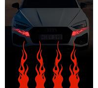 TOMALL 4 Pcs 11.4'' Flame Reflective Sticker for Car Vinyl Racing Sports Flame Stripe Decal for Golf Cart Off-Road Vehicles Motorcycles Bike Skateboard Laptop DIY Decoration (Red)