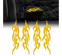TOMALL 4 Pcs 19cm Flame Reflective Sticker for Car Flame Racing Sports Stripe Decal for Golf Cart Vinyl Waterproof Decal Decoration for Car Body Side Truck SUV Off-Road Vehicles Skateboard (Yellow)