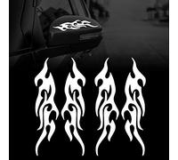 TOMALL 4 Pcs 19cm Flame Reflective Sticker for Car Flame Racing Sports Stripe Decal for Golf Cart Vinyl Waterproof Decal Decoration for Car Body Side Truck SUV Off-Road Vehicles Skateboard (White)
