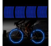 TOMALL 40pcs Reflective Wheel Rim Stripe Decals for Bicycle, Car, Cycling, Bike, Motorcycle - Night Safety Decoration - Universal Rim Reflective Stickers (Blue)
