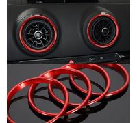 TOMALL 4pcs Aluminum AC Outer Vent Outlet Ring Trim Compatible with Audi A3 S3 RS3 Q2 Auto Air Conditioning Outer Vent Cover Decoration Car Interior Accessories (Red)