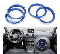 TOMALL 4pcs Aluminum AC Vent Outlet Ring Cover Compatible with Audi A3 S3 RS3 Air Condition Inner Vent Trim Decoration Interior Accessories (Blue)