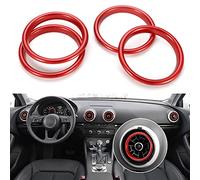 TOMALL 4pcs Aluminum AC Vent Outlet Ring Cover Compatible with Audi A3 S3 RS3 Air Condition Inner Vent Trim Decoration Interior Accessories (Red)